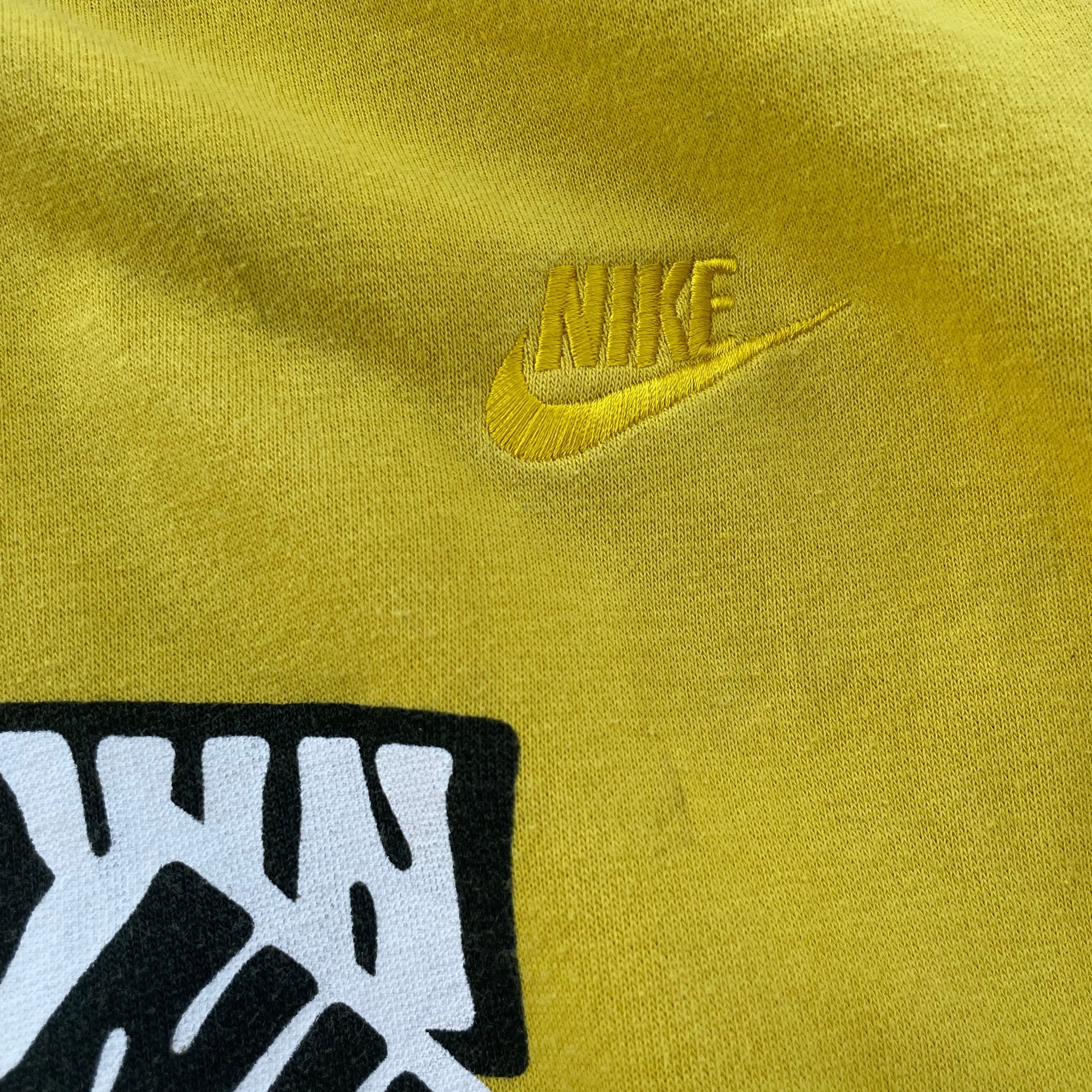 NIKE Sweater Men Medium Yellow All Over Sticker Logo Sweatshirt NEW French Terry | eBay, * 2