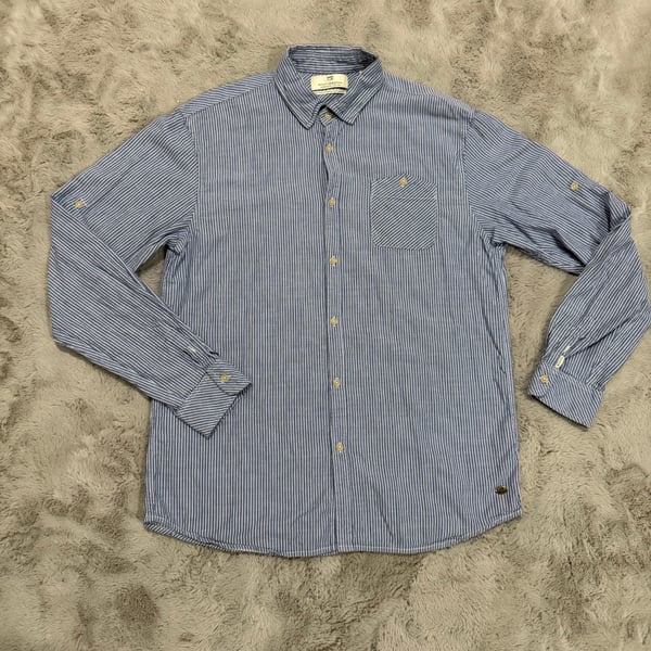 Scotch & Soda Men's Blue Striped Long Sleeve Shirt Size XXL Career Business