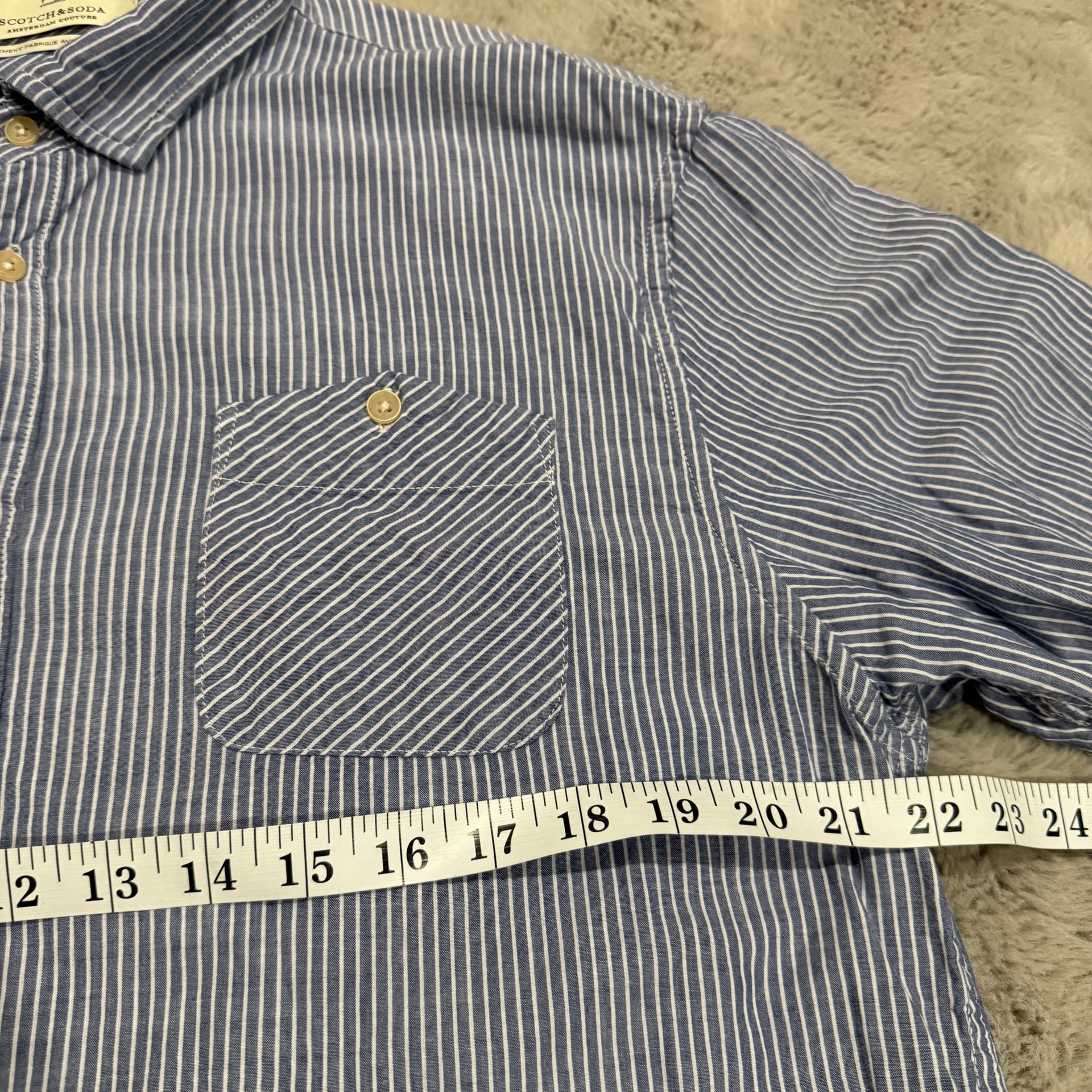 Scotch & Soda Men's Blue Striped Long Sleeve Shirt Size XXL Career Business 7