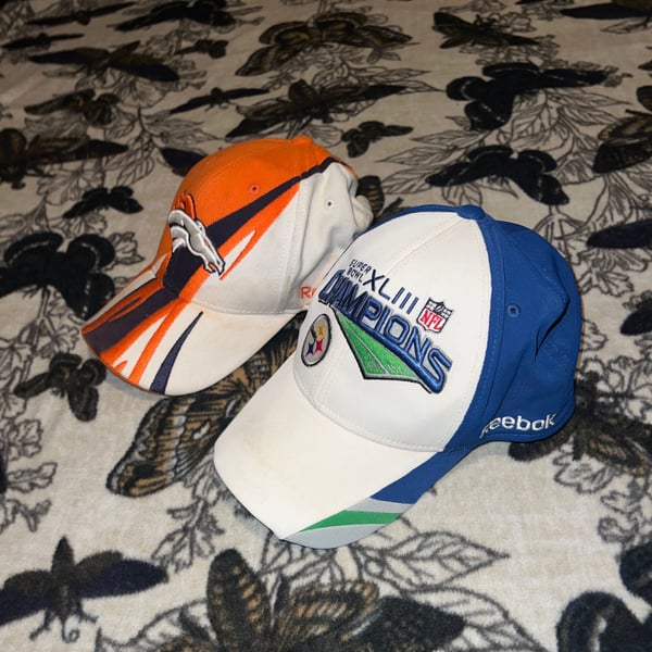 NFL Reebok Steelers/Broncos Team Logo Caps Set 