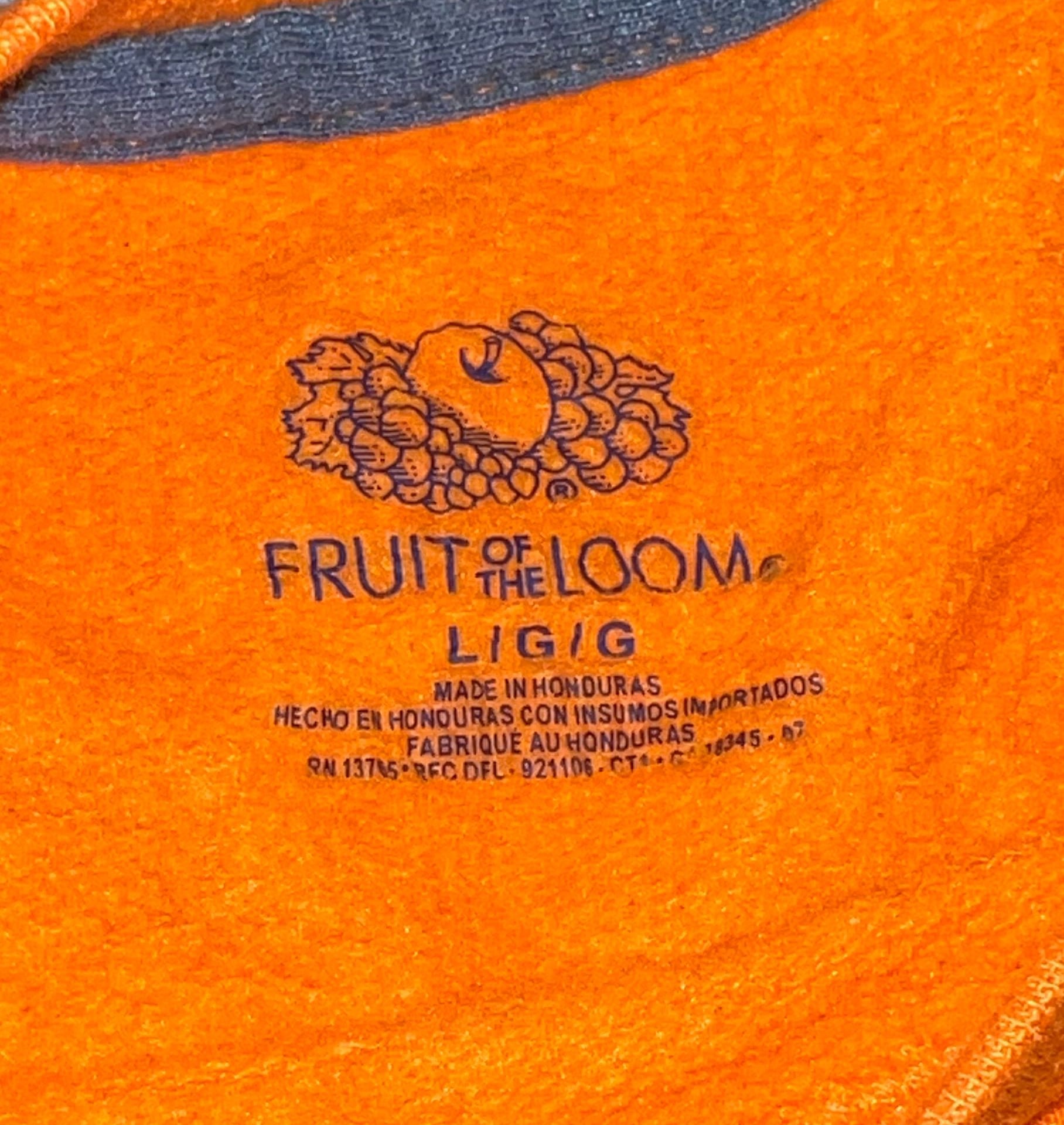 Fruit of the Loom Pullover Sweatshirt Men's L Solid Orange Crew Neck 3