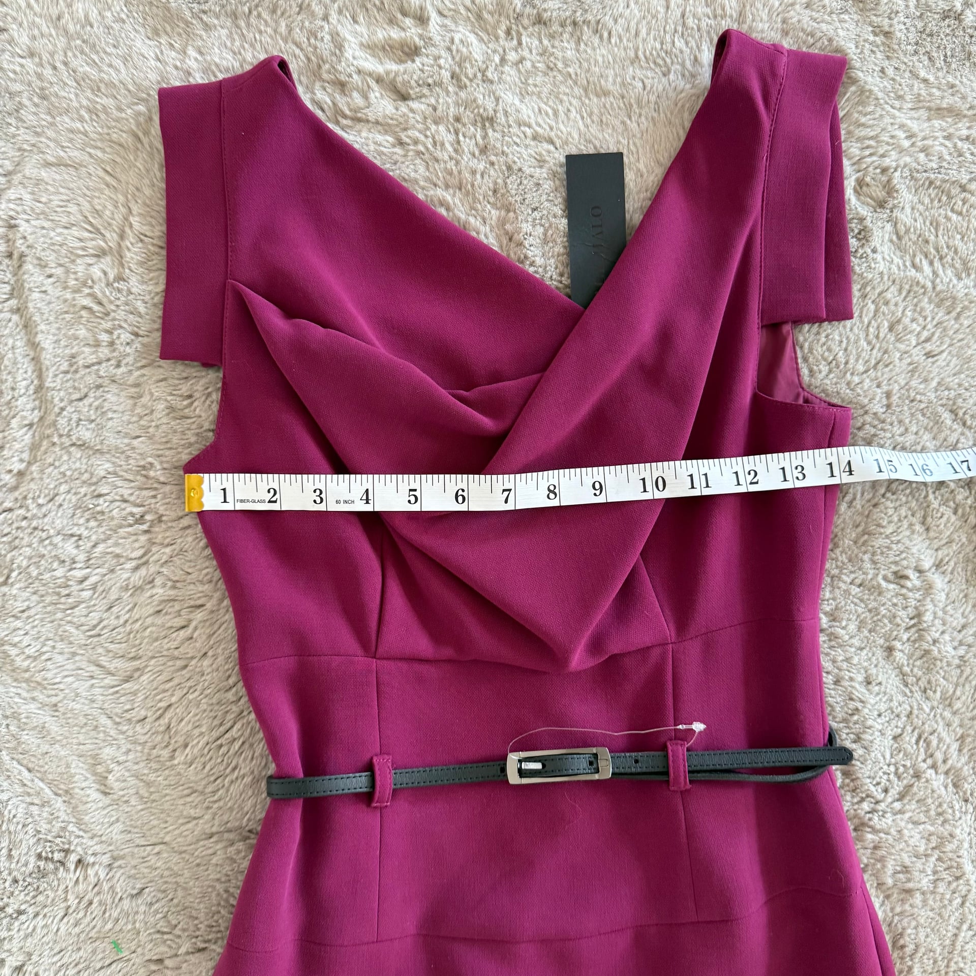 NWT Black Halo Jackie O Sleeveless V-Neck Midi Belted Sheath Dress Burgundy Size 2 Party Formal 13