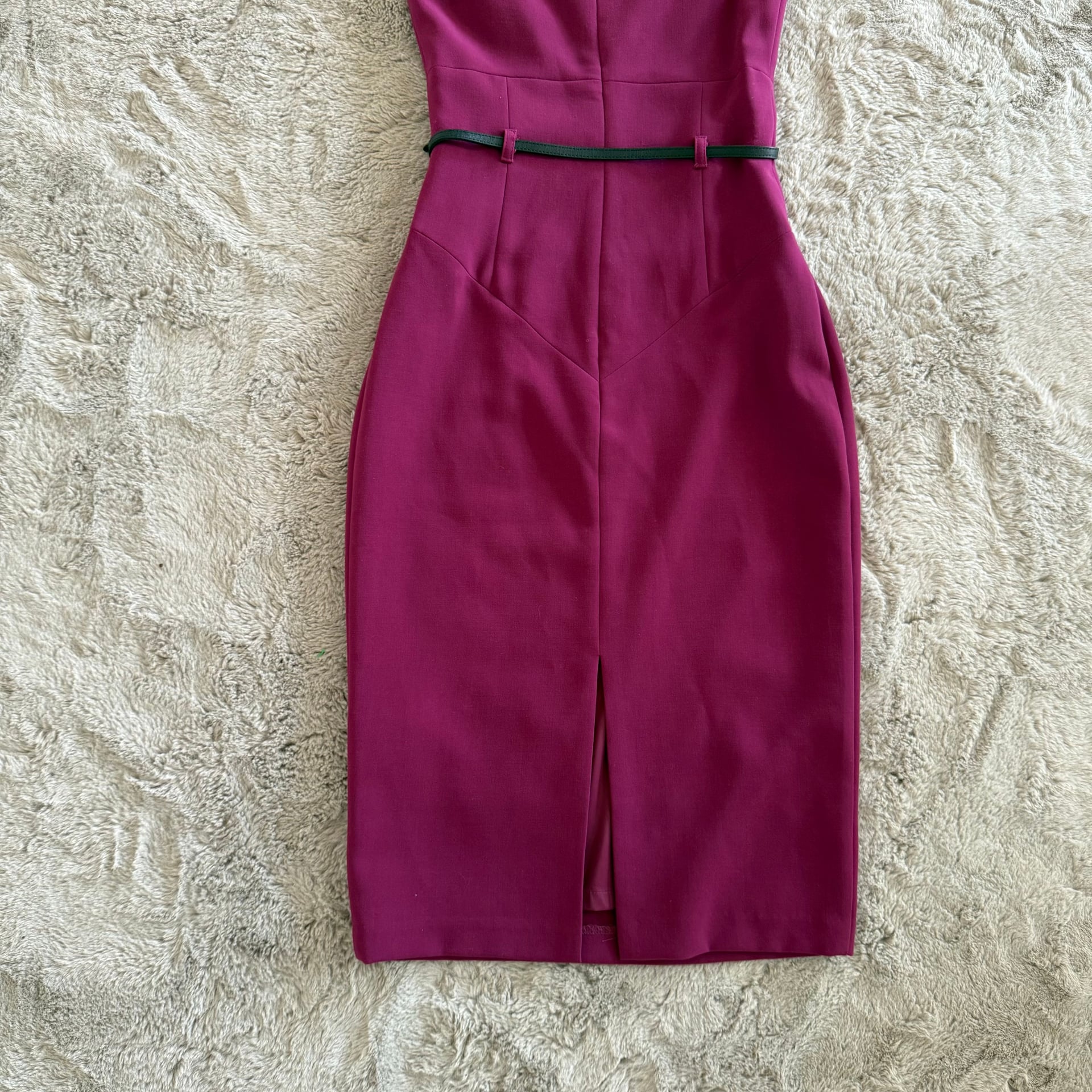 NWT Black Halo Jackie O Sleeveless V-Neck Midi Belted Sheath Dress Burgundy Size 2 Party Formal 16
