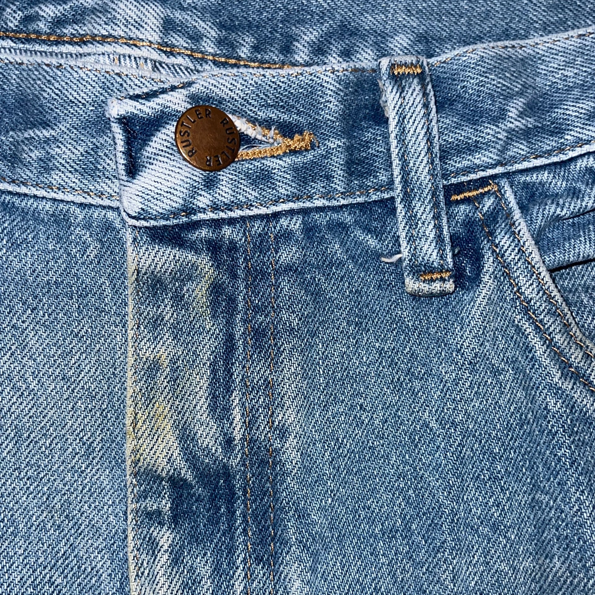 Rustler by Wrangler Blue Denim Distressed Light Wash 32x30 Jeans 4