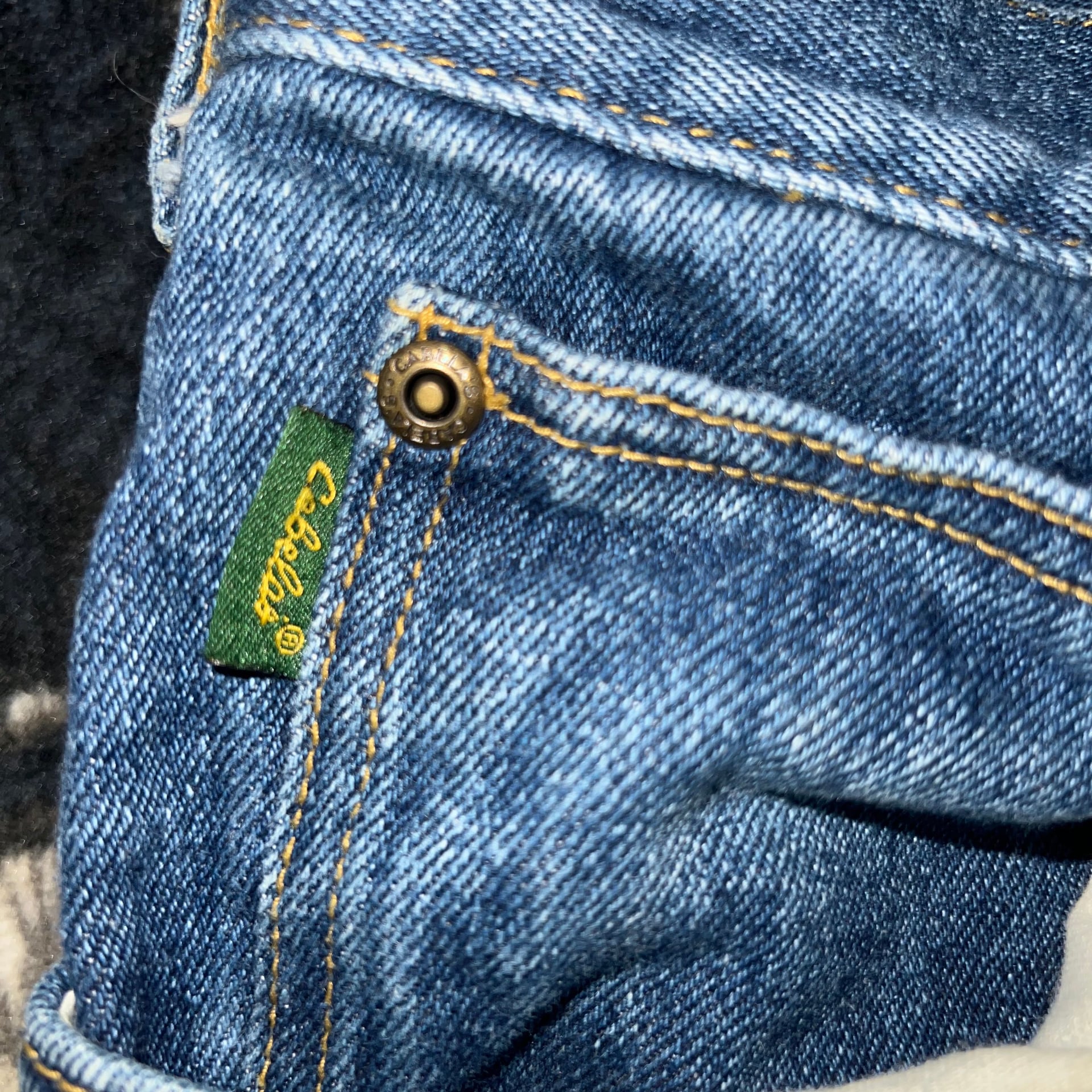 Cabelas Blue Denim Baggy Jeans 40x34 Green Tag Great Wash 5