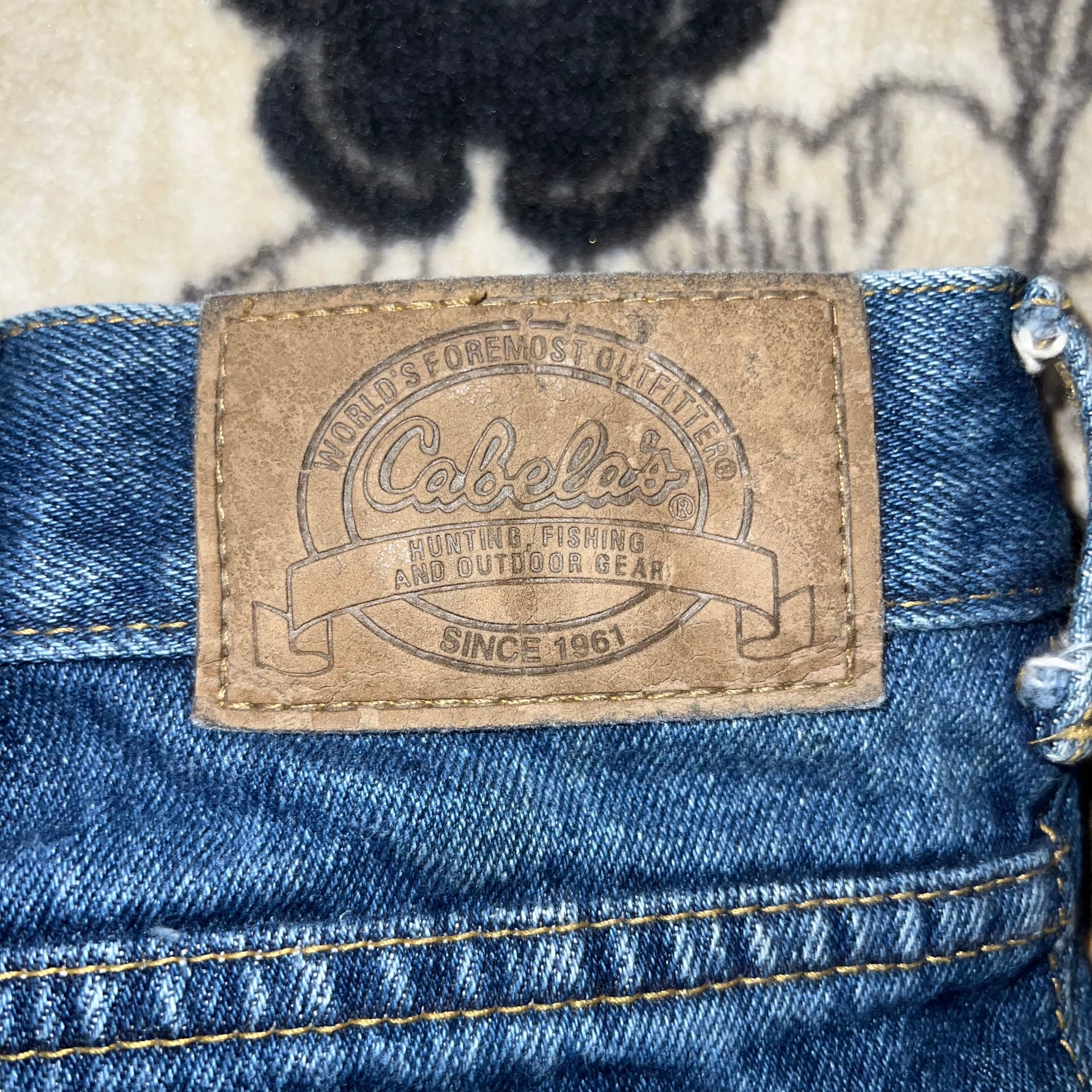 Cabelas Blue Denim Baggy Jeans 40x34 Green Tag Great Wash 4