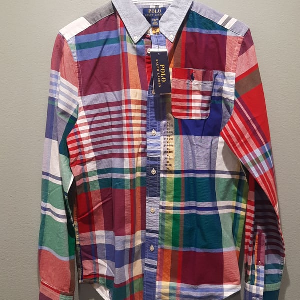 Men's Multicolor Patchwork Plaid Button-Down Shirt