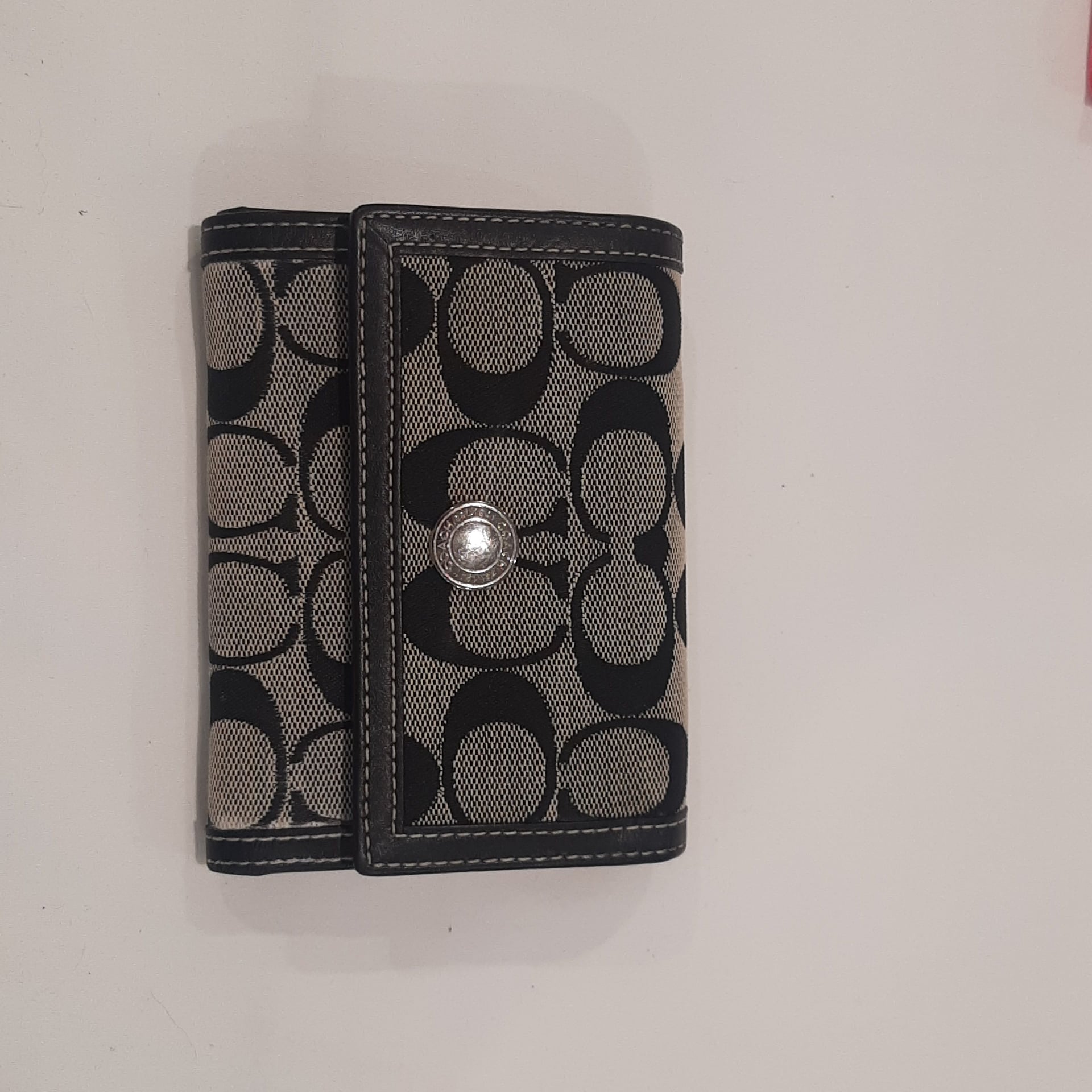 Coach Authentic “C” Logo Canvas Leather Full Size Black Wallet 1