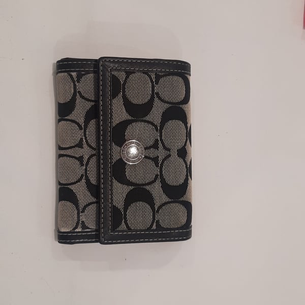 Coach Authentic “C” Logo Canvas Leather Full Size Black Wallet
