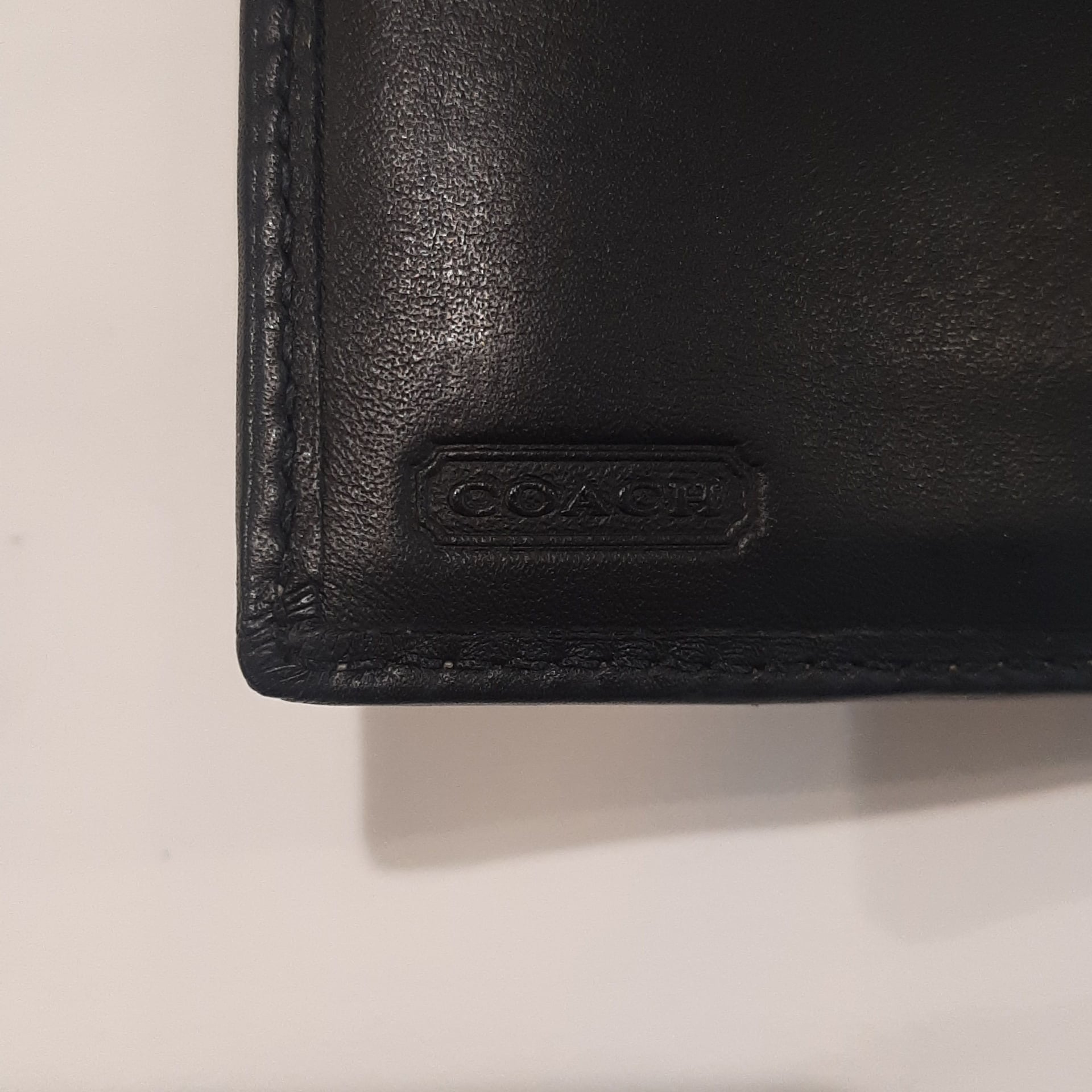 Coach Authentic “C” Logo Canvas Leather Full Size Black Wallet 3