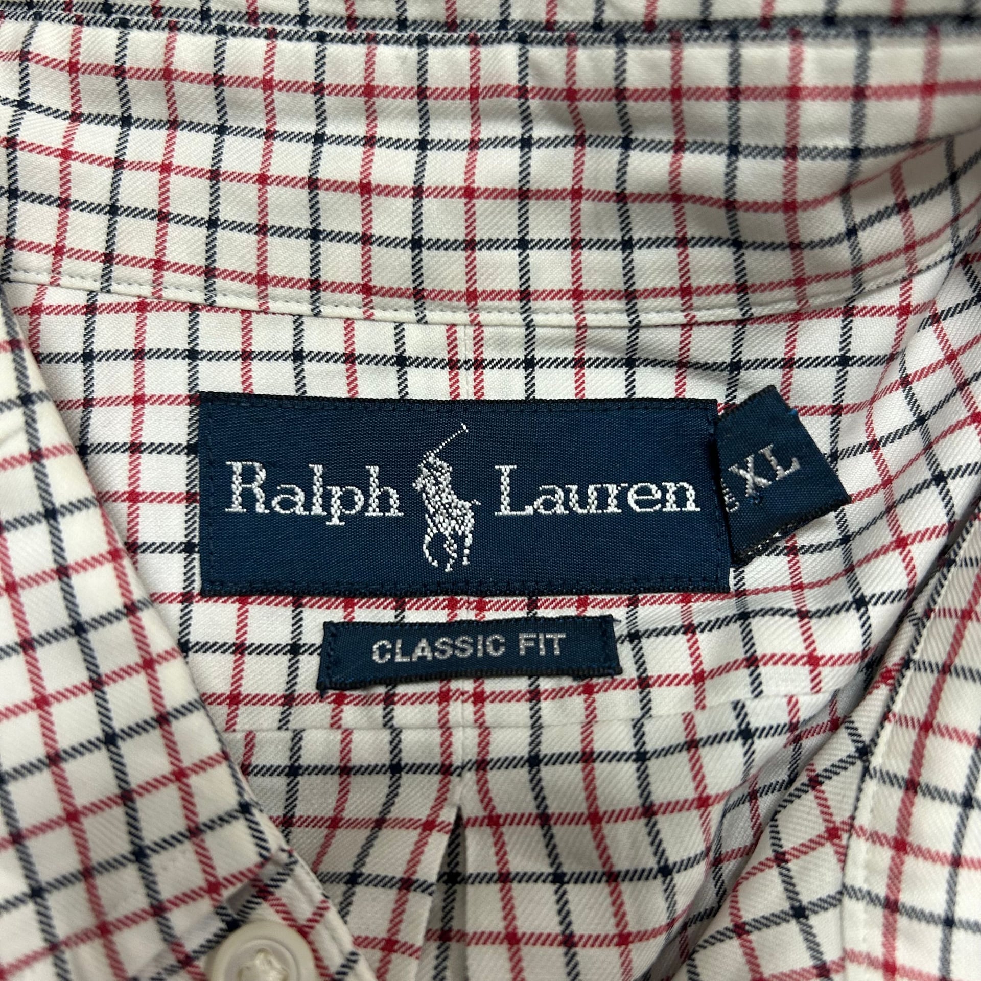 RALPH LAUREN Mens Long Sleeve Red Blue Window Pane Button Down Dress Shirt Sz XL 3