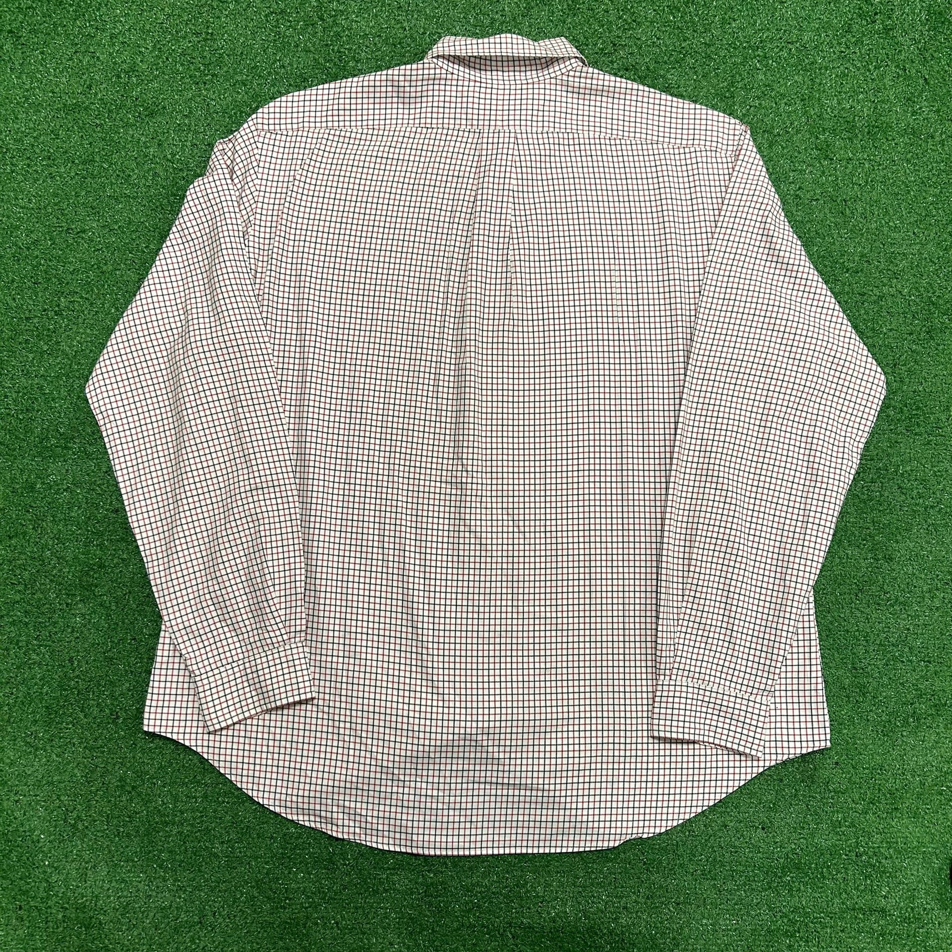 RALPH LAUREN Mens Long Sleeve Red Blue Window Pane Button Down Dress Shirt Sz XL 2