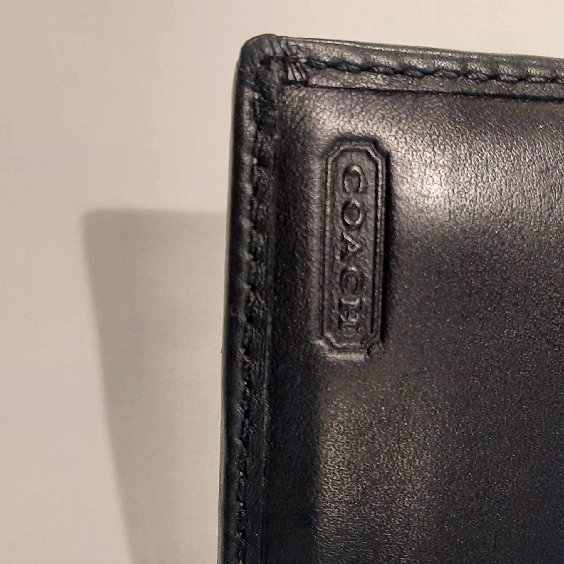 COACH Brown Signature Canvas Trifold Wallet Snap Closure Silver Hardware 3