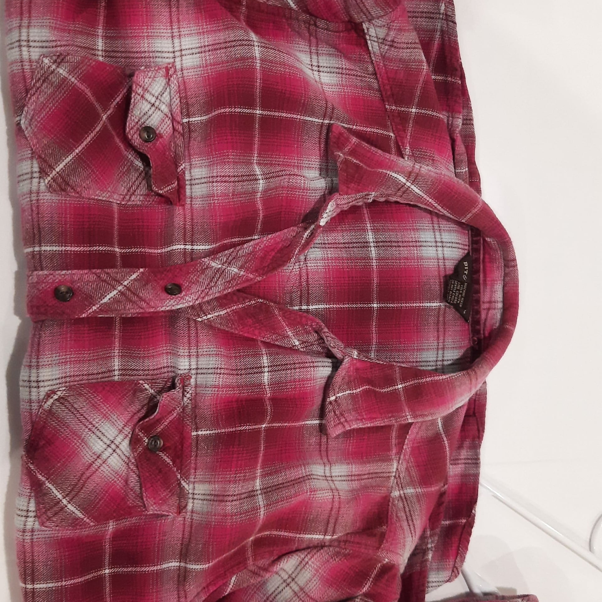 Red Plaid Flannel Button-Down Shirt Bit & Bridle, Size L, Western Style, Women 5