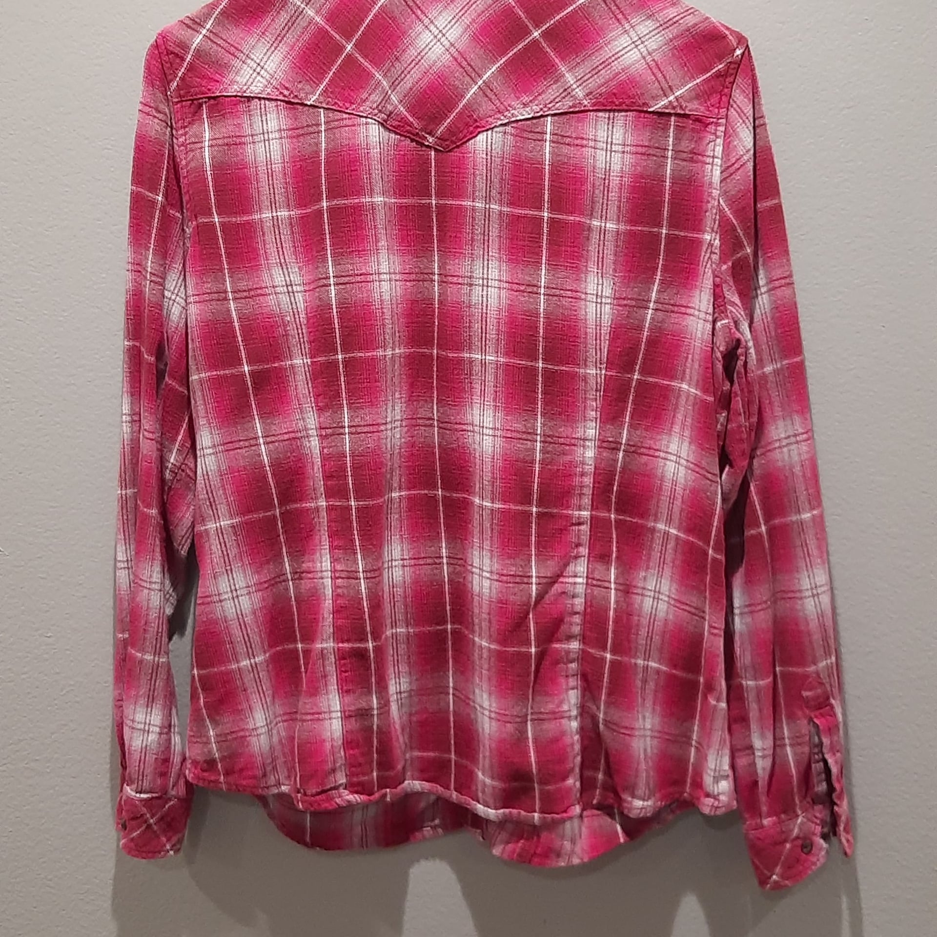Red Plaid Flannel Button-Down Shirt Bit & Bridle, Size L, Western Style, Women 2