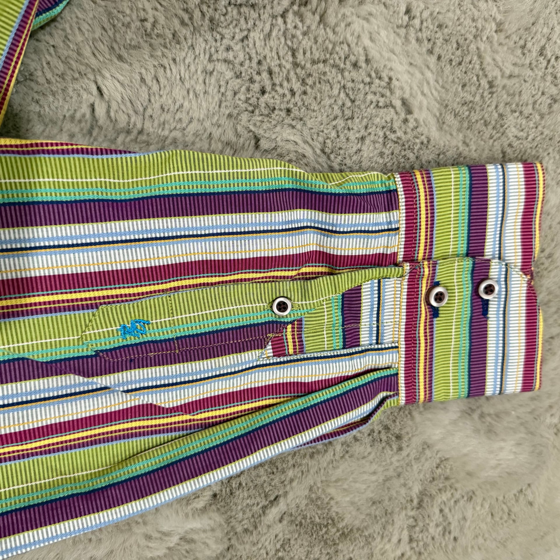 Robert Graham Multi-Colored Long Sleeve Striped Dress Shirt Men's L 8