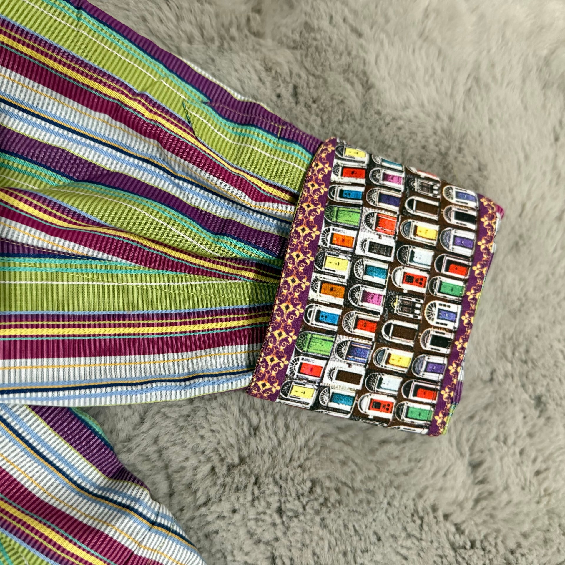Robert Graham Multi-Colored Long Sleeve Striped Dress Shirt Men's L 10