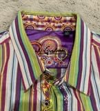 Robert Graham Multi-Colored Long Sleeve Striped Dress Shirt Men's L 2