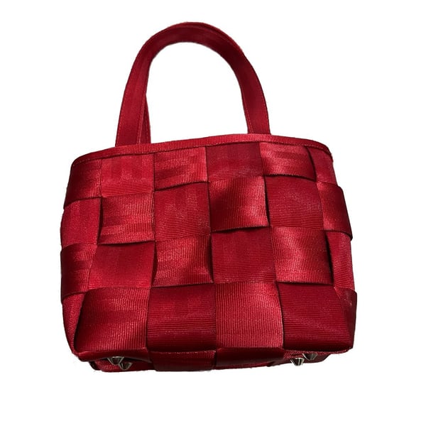 HARVEYS Seatbelt Bag Top Handle Small Tote Purse in Cherry Red