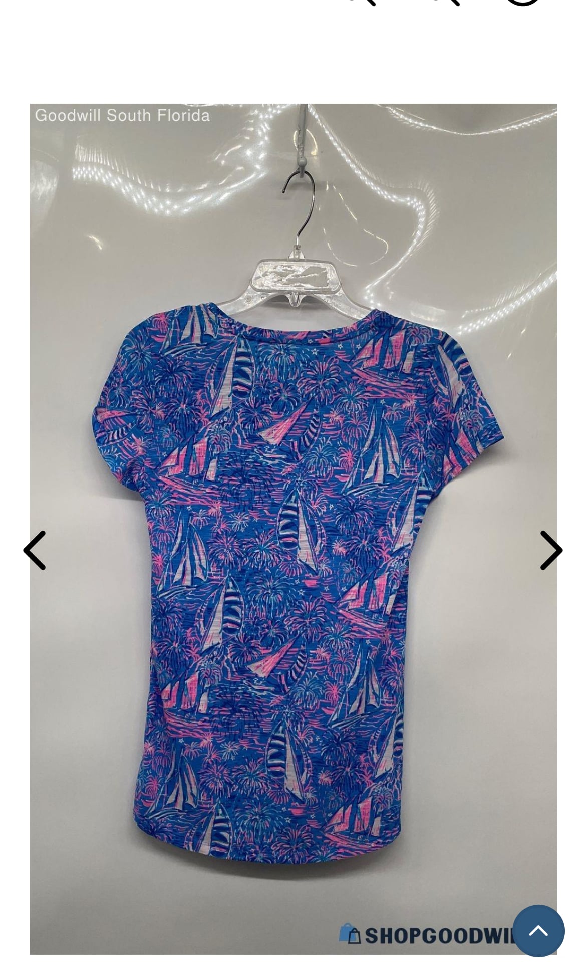 Lilly Pulitzer Etta Scoop Neck Top Short Sleeve It´s A Sailabration Sz M 4