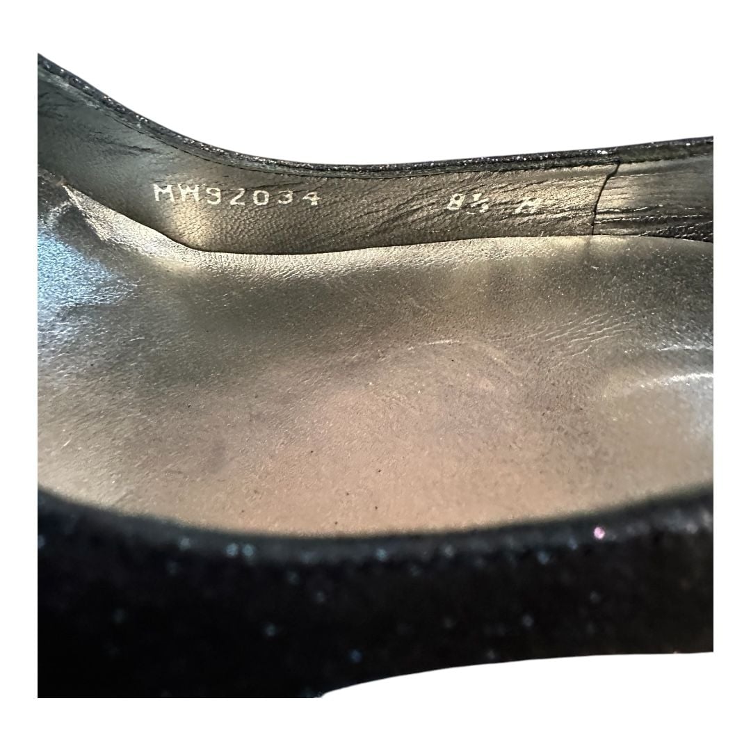Stuart Weitzman Navy Dagger Mini Glitter size 8.5 EU 5” Stiletto Heel. Retail $375 6