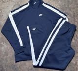 Y2K Navy Polyester Full Zip Tracksuit Set Large 1