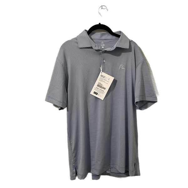 Rhoback The Crispy Stripe Blue White Striped Polo Shirt with Embroidered Logo Size Medium