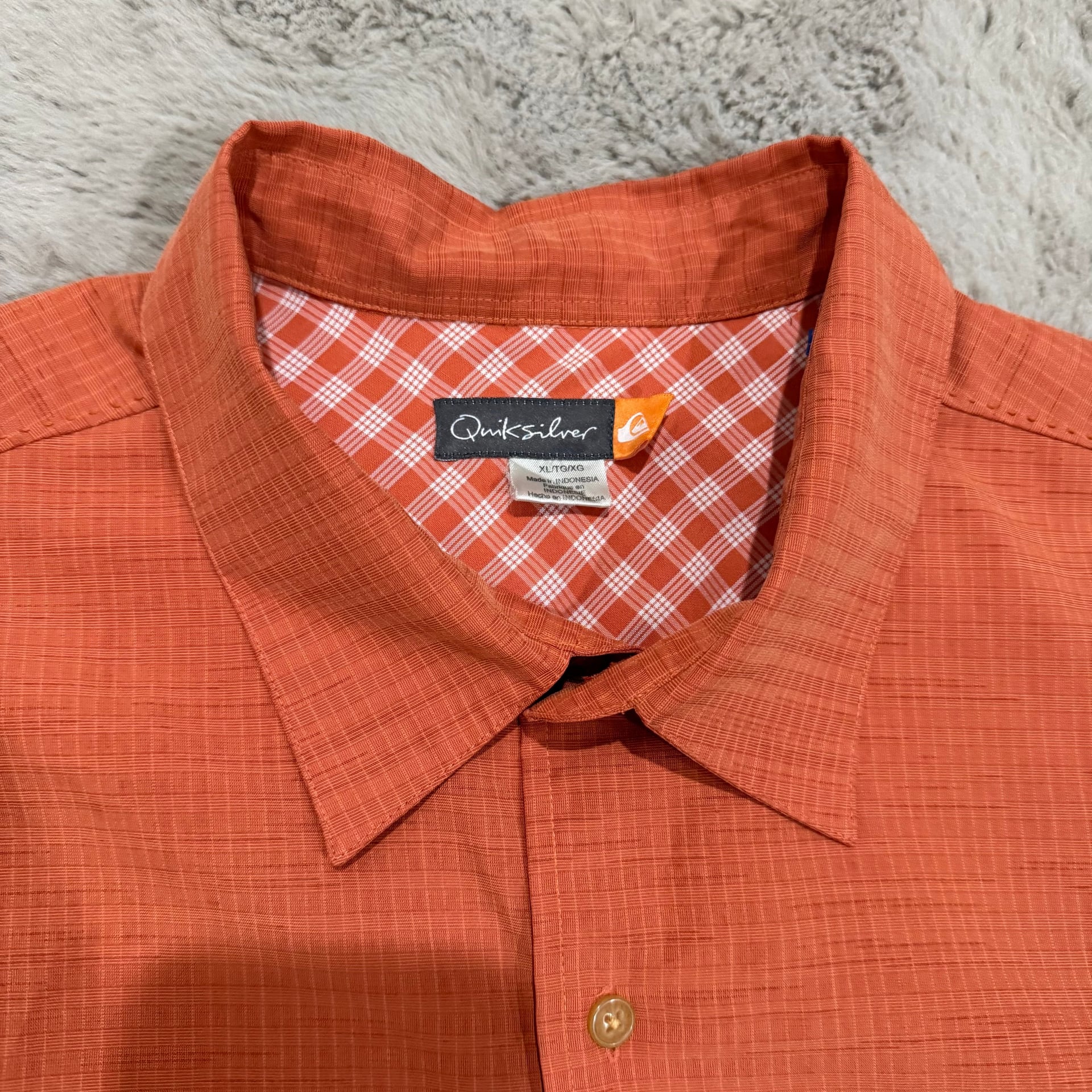 Quicksilver Men's Short Sleeve Button-Up Shirt Orange Size XL 3