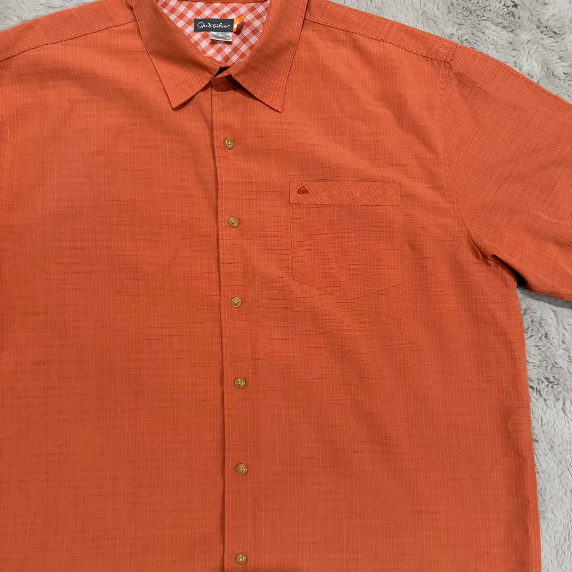 Quicksilver Men's Short Sleeve Button-Up Shirt Orange Size XL 2