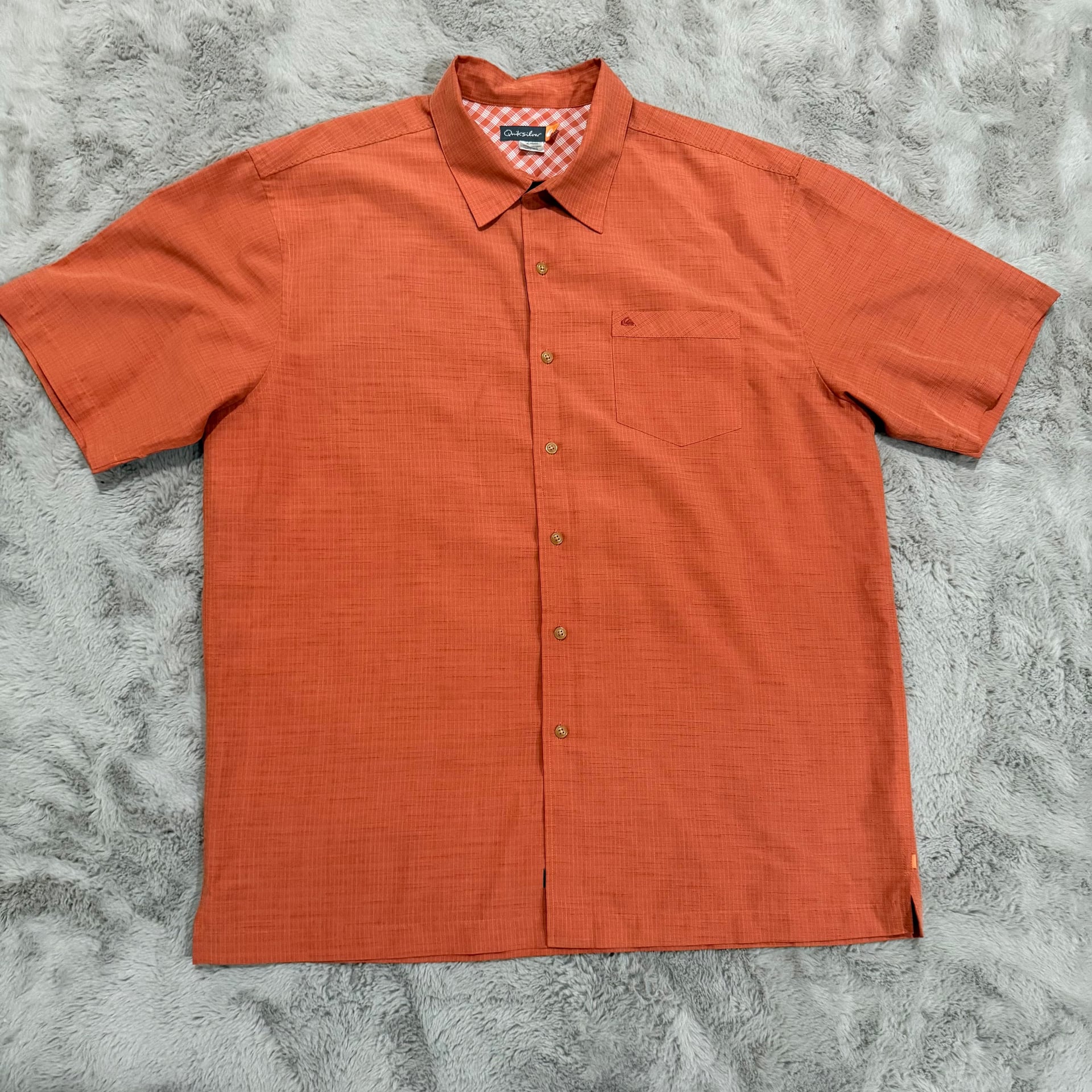 Quicksilver Men's Short Sleeve Button-Up Shirt Orange Size XL 1