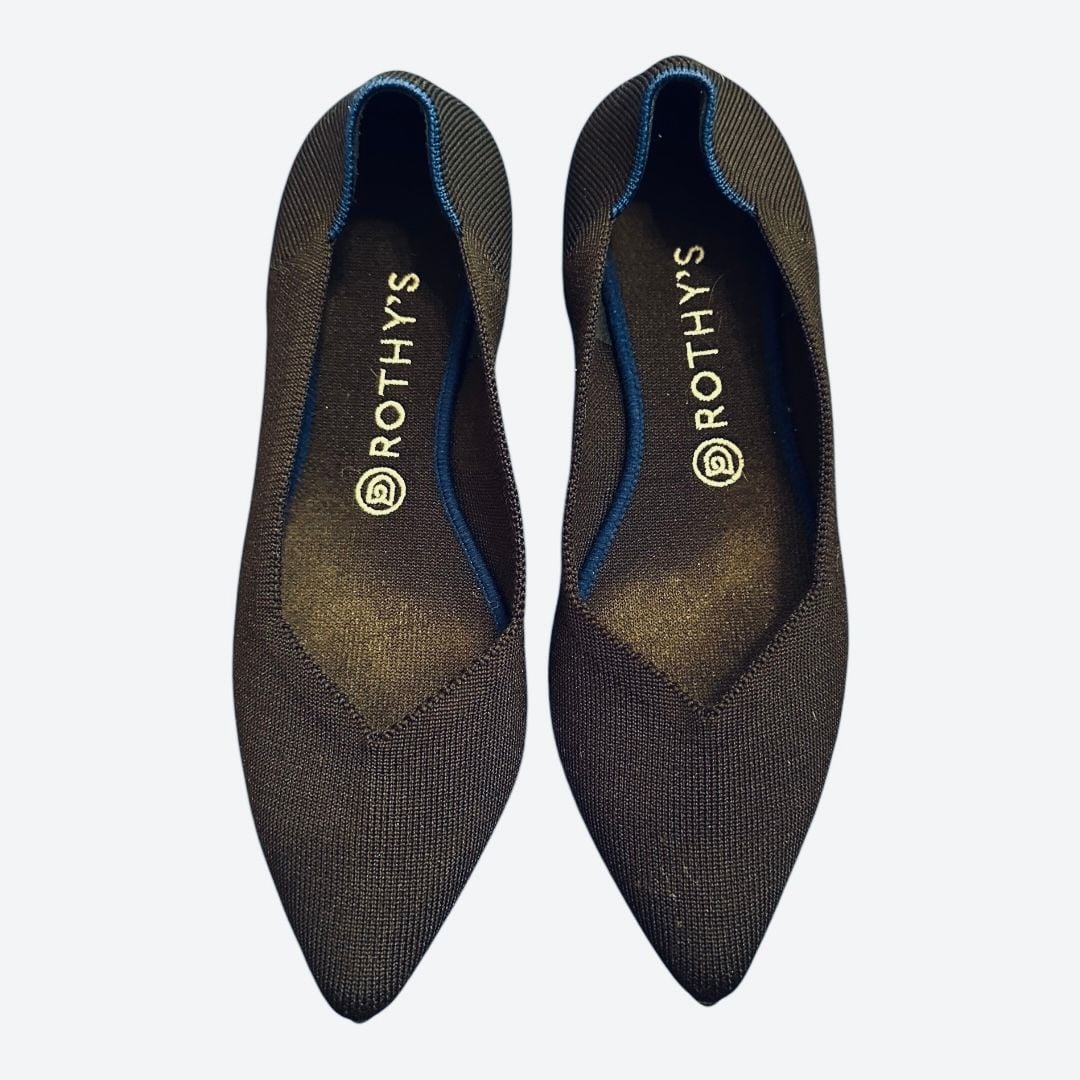 Rothys Womens Black Pointed Toe The Point Ballet Flats Sz 8 2