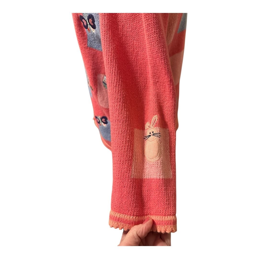 Christopher & Banks Vintage Easter Embroidered Cardigan Sweater Small 3