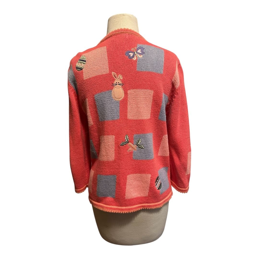 Christopher & Banks Vintage Easter Embroidered Cardigan Sweater Small 2