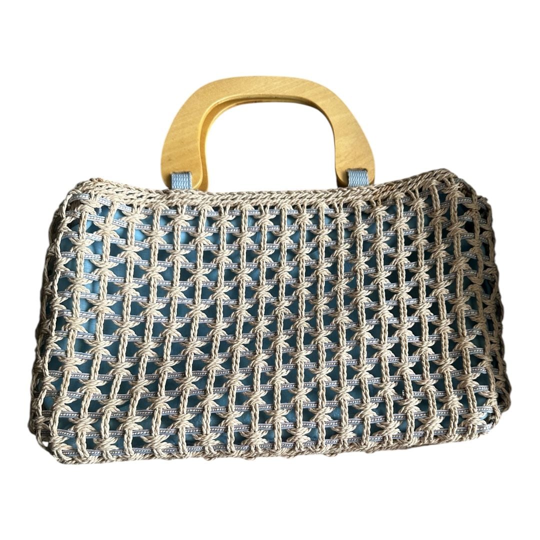 Pretty Spring Crochet Handbag, NWOT 13” x 8” x 4” Zipper Closure 3