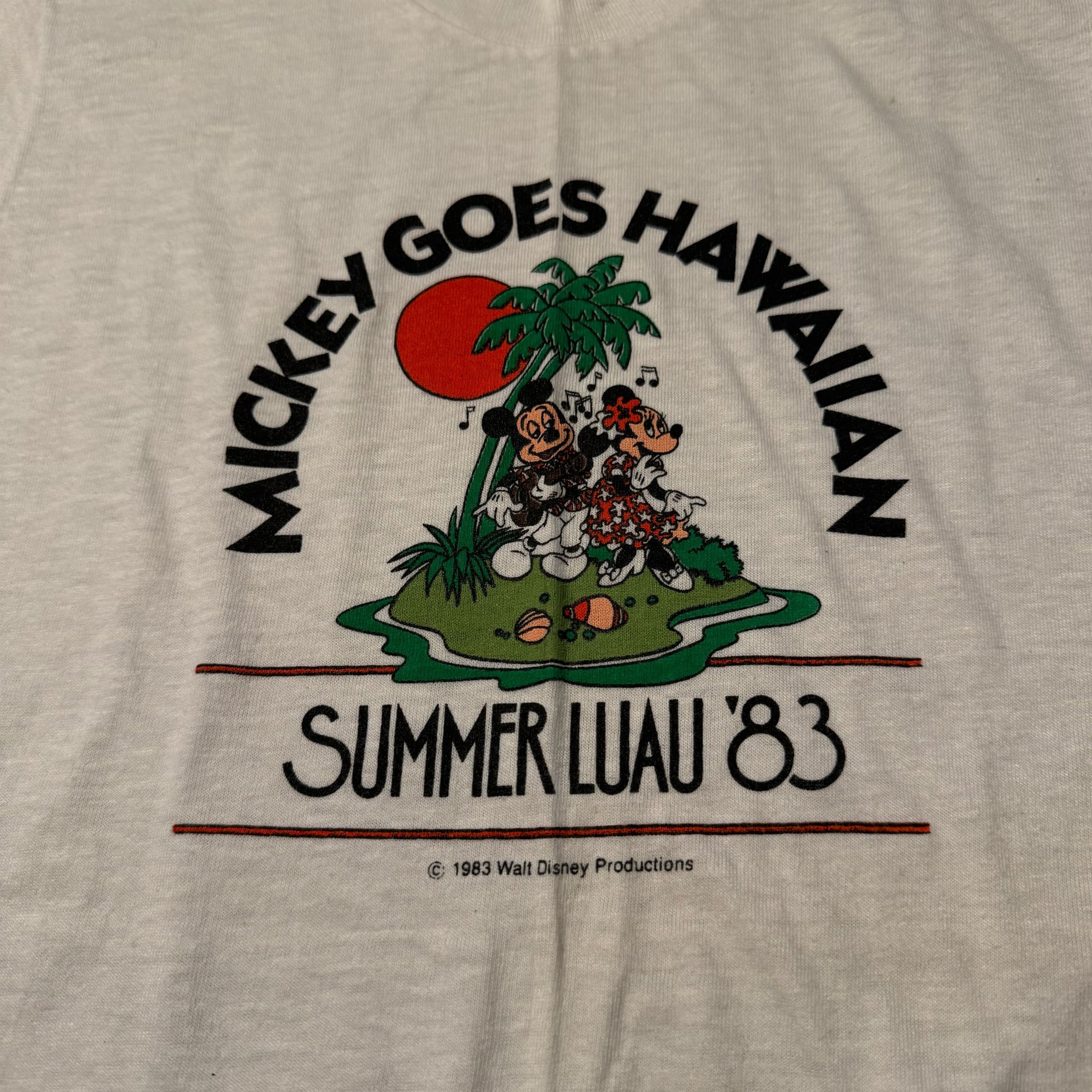 Vintage Mickey Goes Hawaiian T-Shirt Summer Luau 1983 Small 2