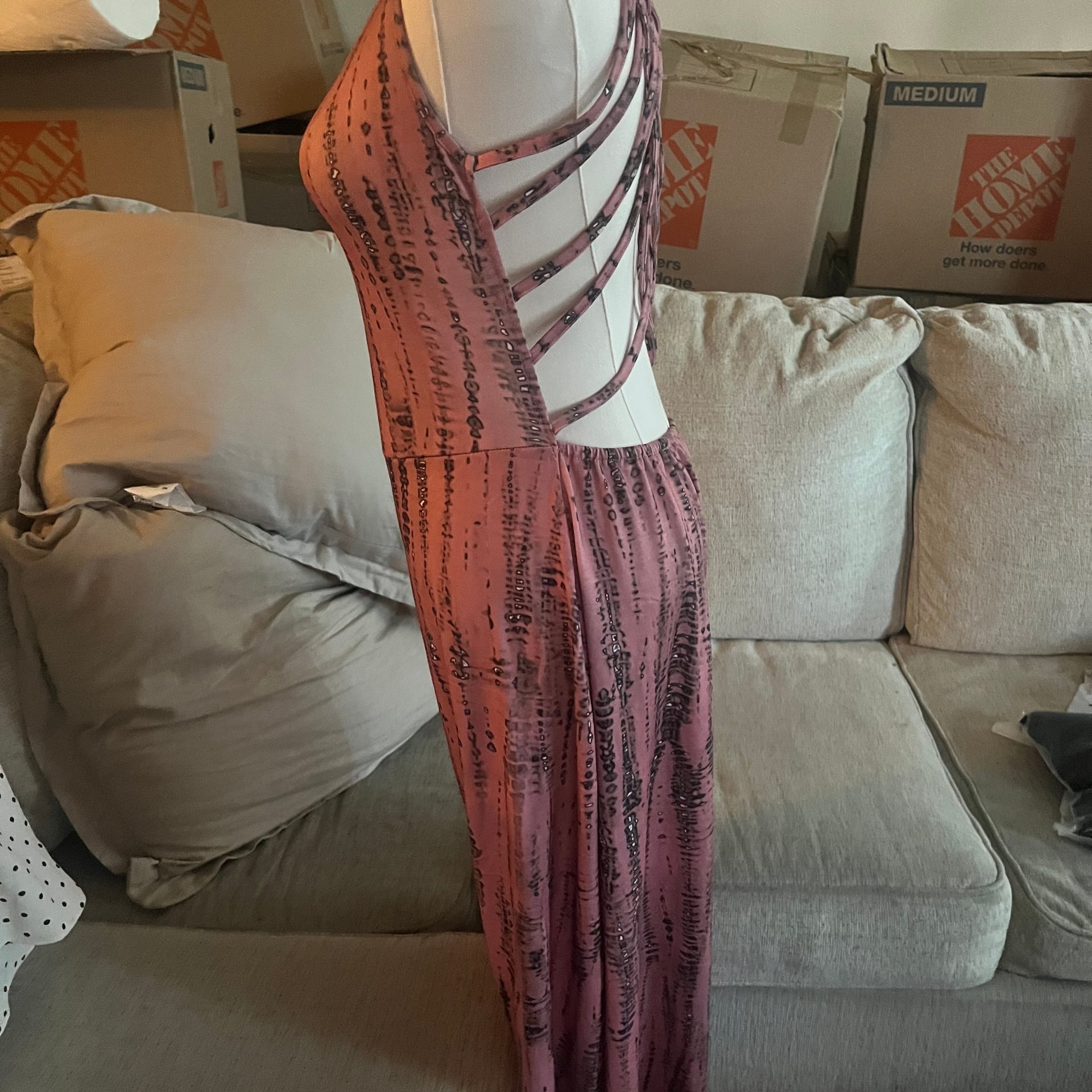 Tie-dye Print Back Lace-up Stretch Maxi Dress – LMC 2