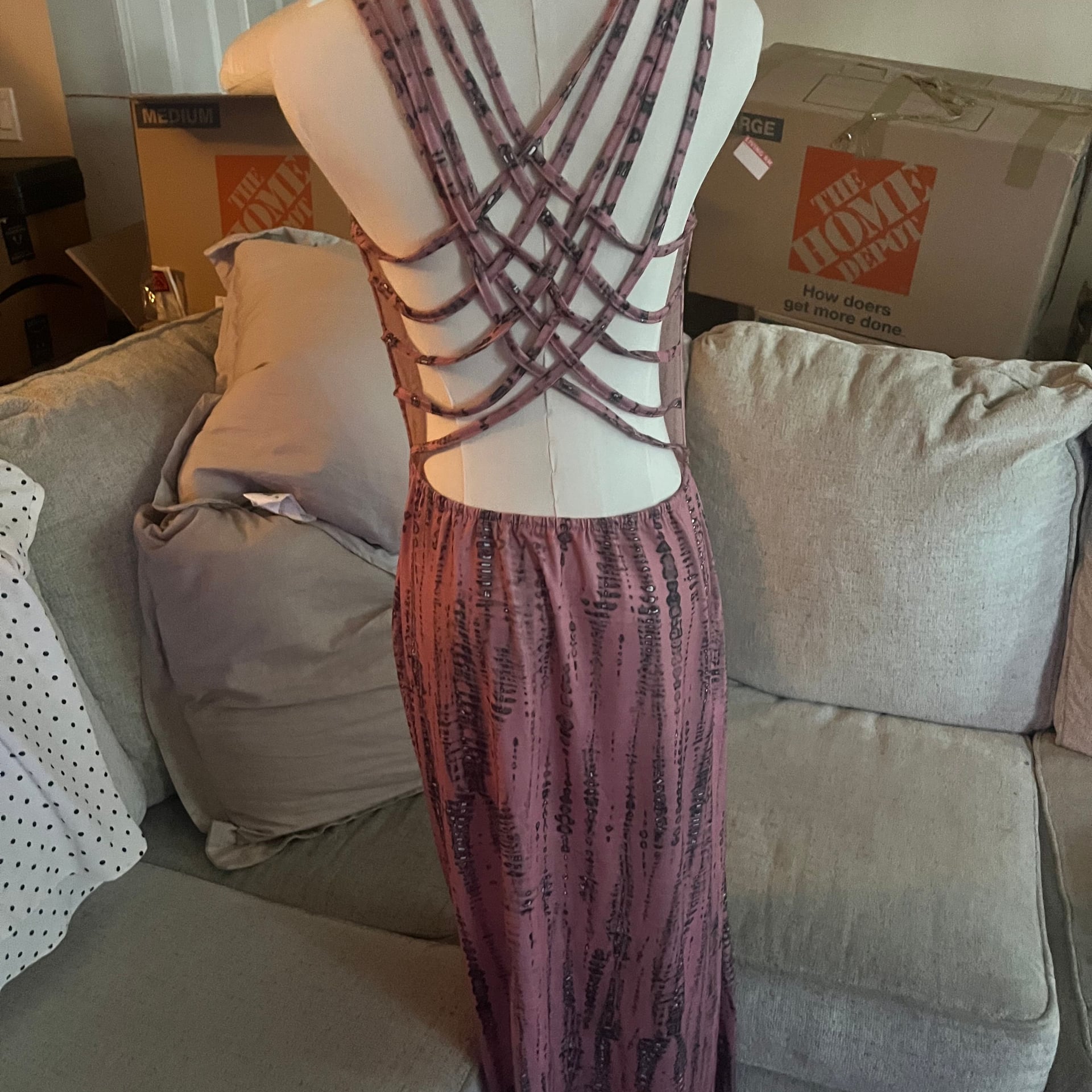 Tie-dye Print Back Lace-up Stretch Maxi Dress – LMC 3