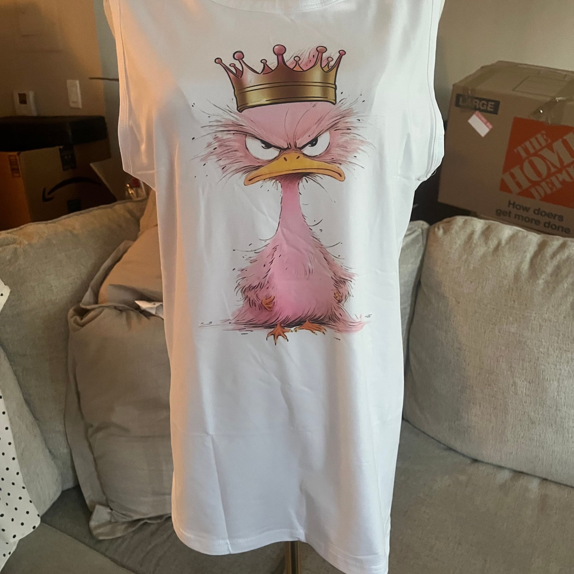 LUNE Women's Cartoon Duck Printed Round Neck Sleeveless T-Shirt 1