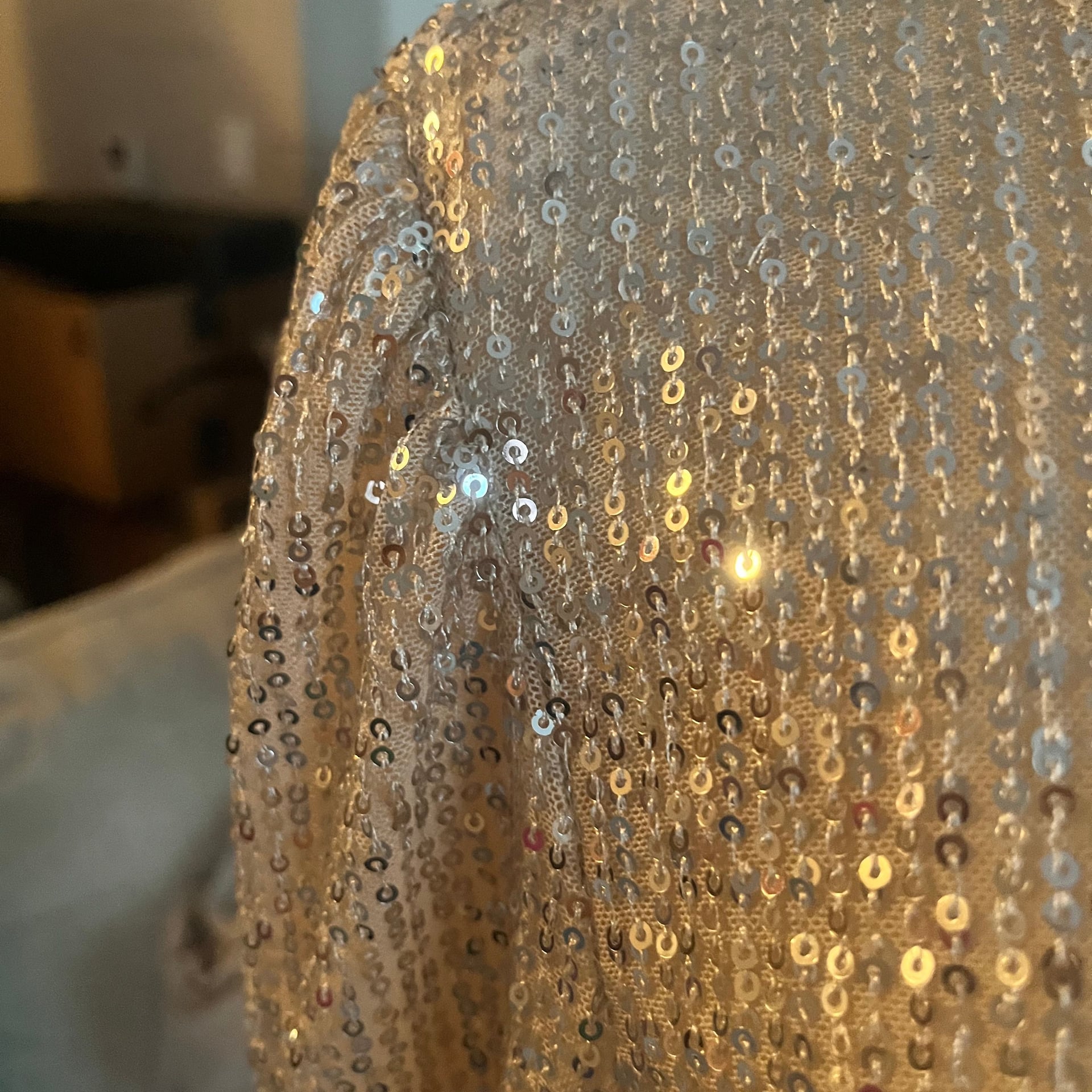 YiZYiF Women’s Gold Sequin Long Sleeve Jacket - Size L 2