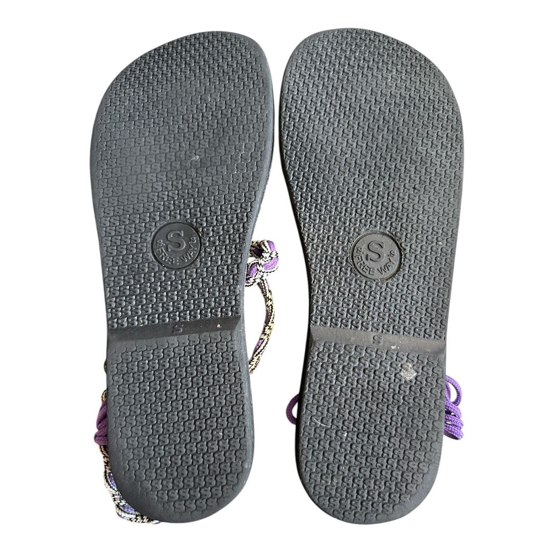 Free Way Vines Women's Hand-woven Flat sandals, Lightweight Casual Purple White 7.5 4