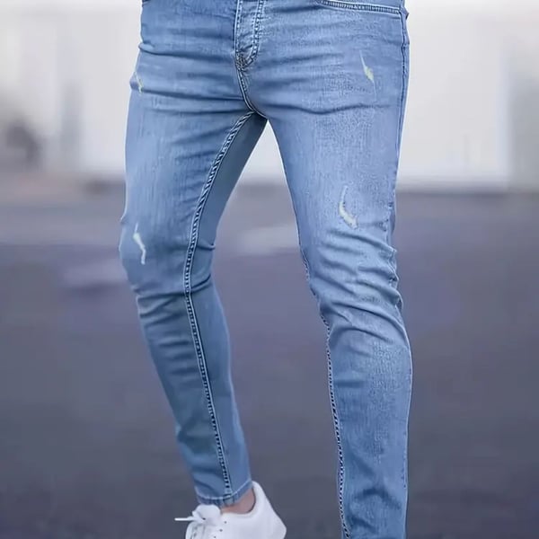 DGHM-JLMY Men's Casual Ripped Slim Jeans Stretchy Ripped Skinny Jeans Taped Jeans Stretch Destroyed Denim Pants (Light Blue,28) : Clothing, Shoes & Jewelry,