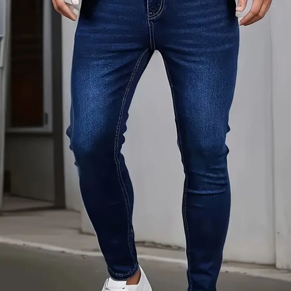 SSAAVKUY Jeans Pants Slim Fit, Younger-Looking Fashionable Colorful Comfy Stretch Jeans Pants for Men, Skinny Jeans Stretch Fit Denim Pants Blue 4 - .com