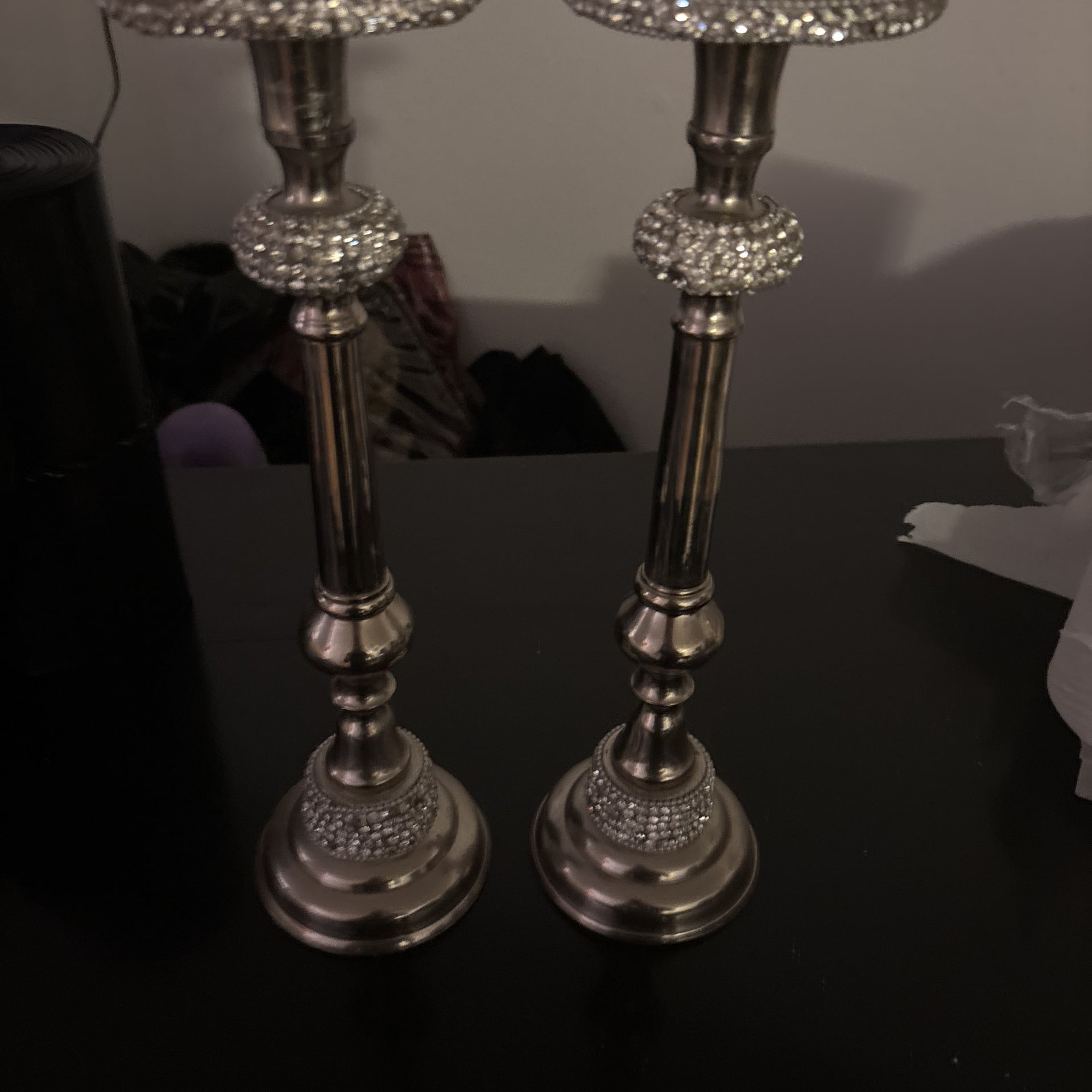 Silver Embellished Candle Holder, 12", 1