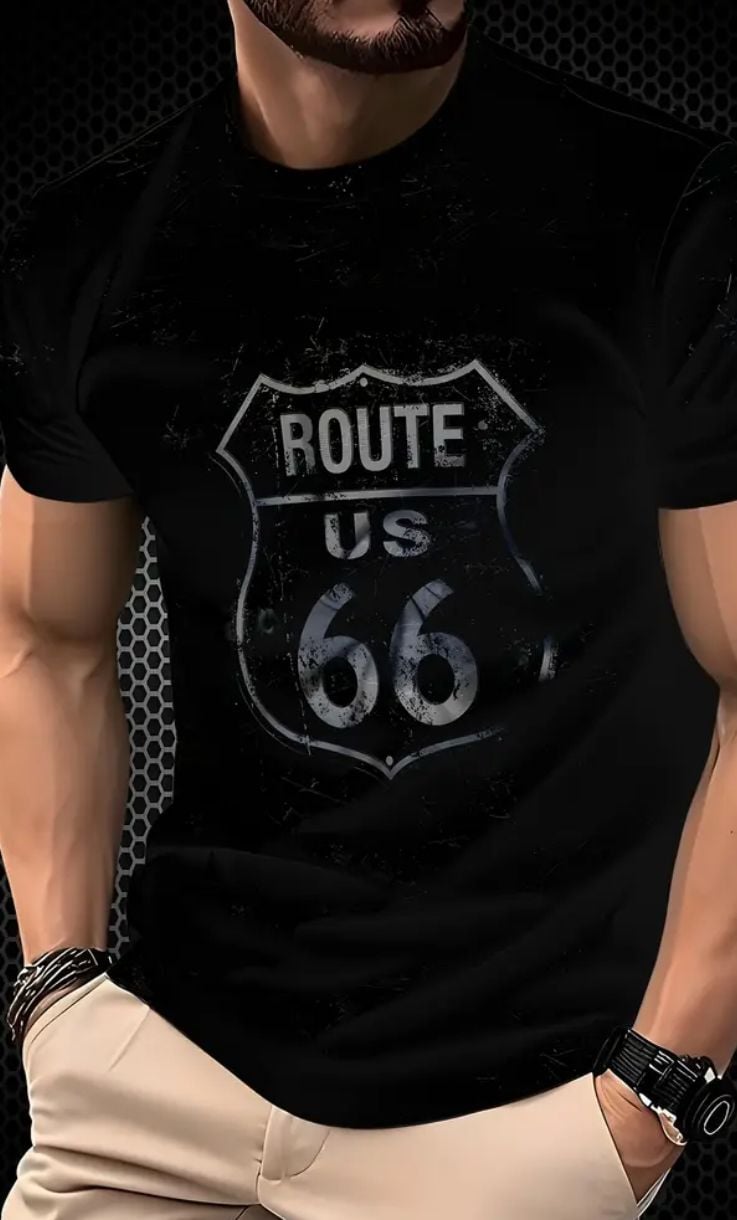 US Route 66 Historical Sign - Distressed Road Trip Design - .com, 1