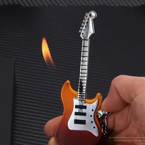 WEQTETJU Fancy Fun Guitar Lighter Refillable Metal Vintage Keychain Lighter Unique Novelty Cool lighters for Men Fireplace Candle Camping BBQ (Without Butane Gas) (#3) : Health & Household,