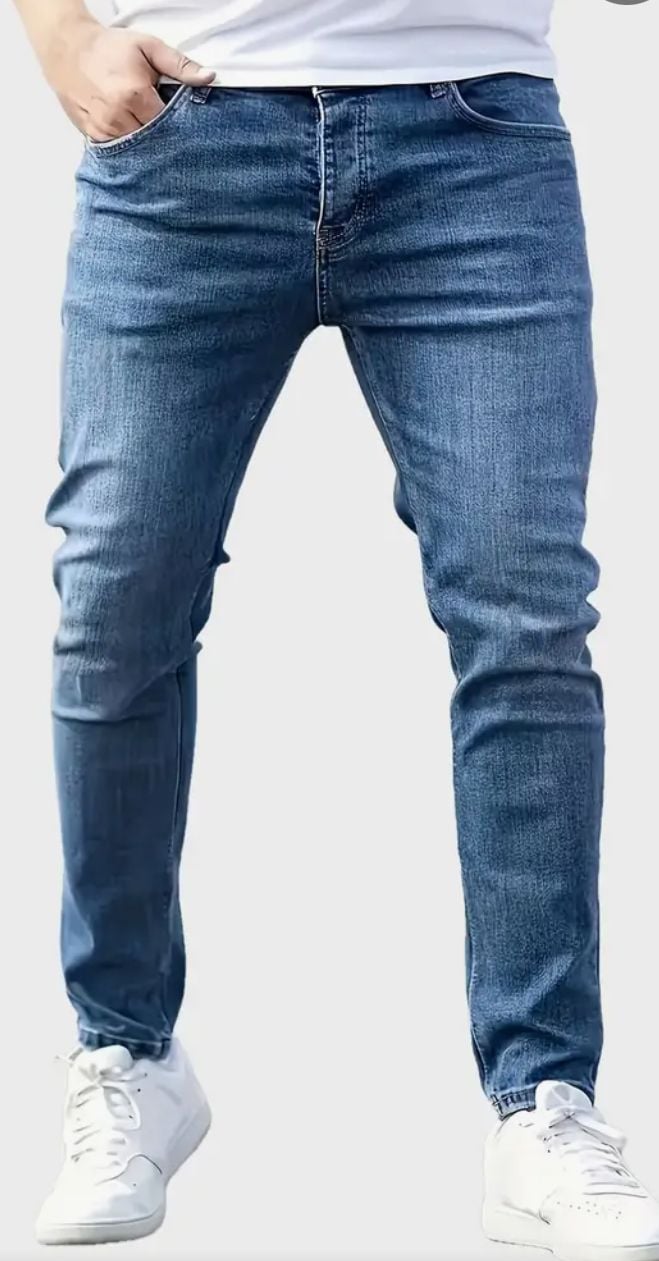 Crazynekos Mens Ripped Skinny Denim Pants Straight Trousers Distressed Jeans Mid Waisted Pants Fashion Casual (30,Dark Blue,30,Regular,Regular) at Amazon Men's Clothing store, 1