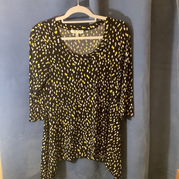 Chaus Black Polka Dot Print Top
