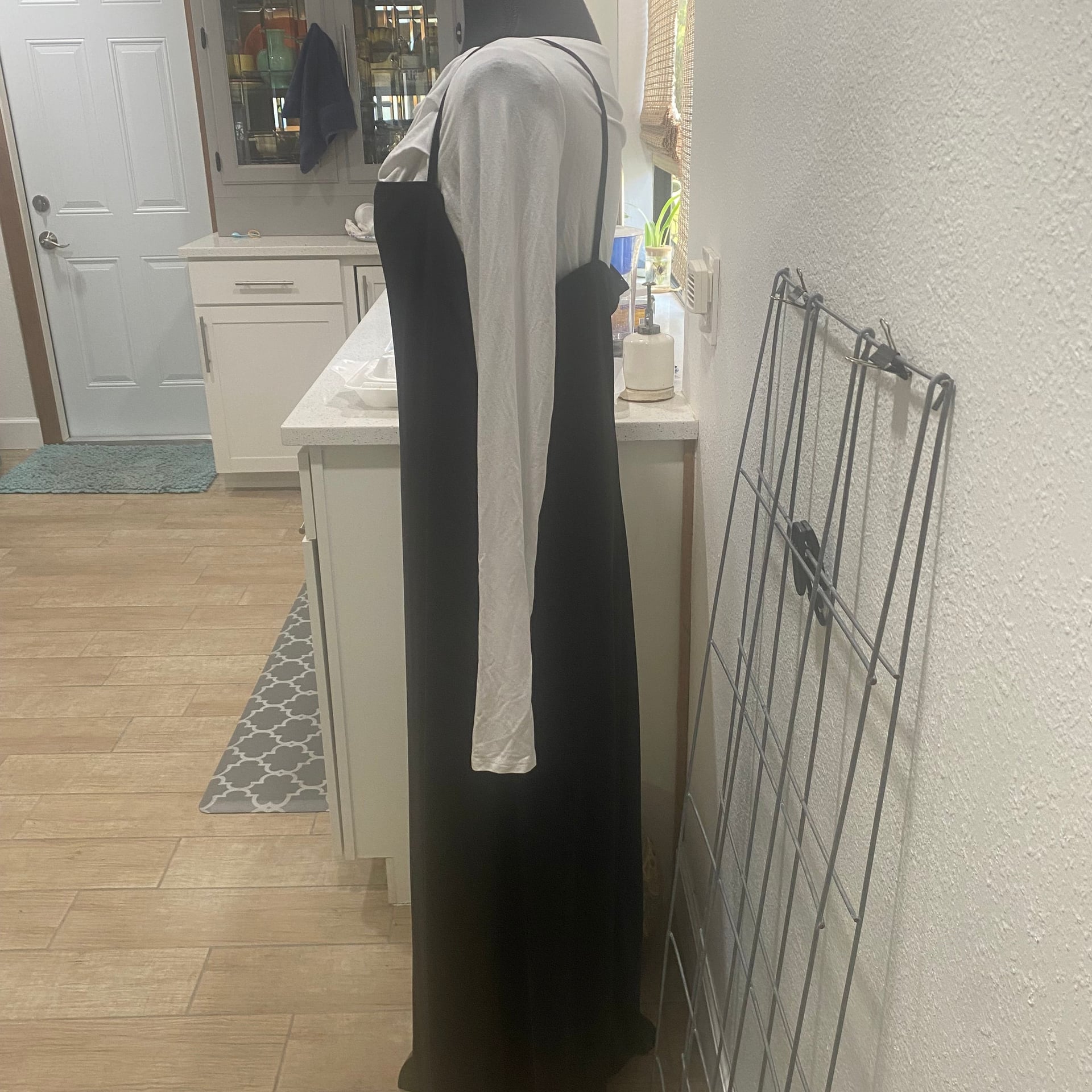 Black Camisole or Slip Dress Floor Length Elastic Straps Size 15/16 White shirt sold separately 3
