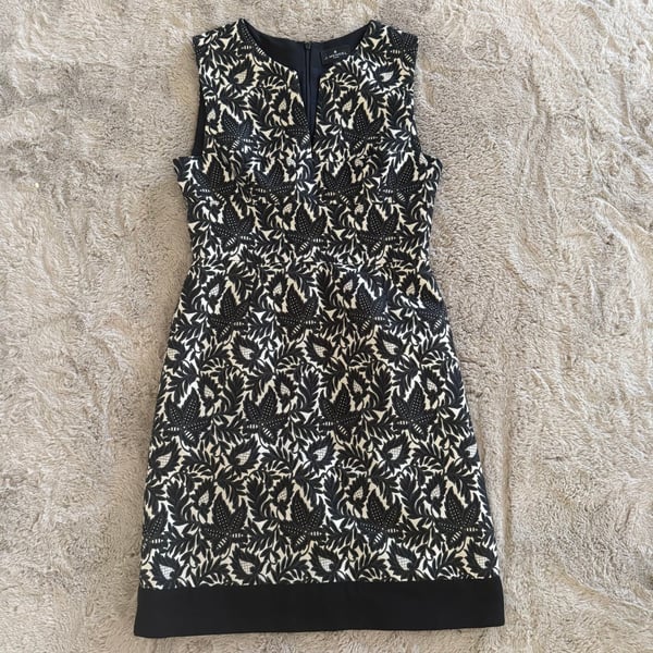 J. Mendel Paris Sleeveless Black White Embroidered Dress Size 10 Silk Wool Blend Made USA