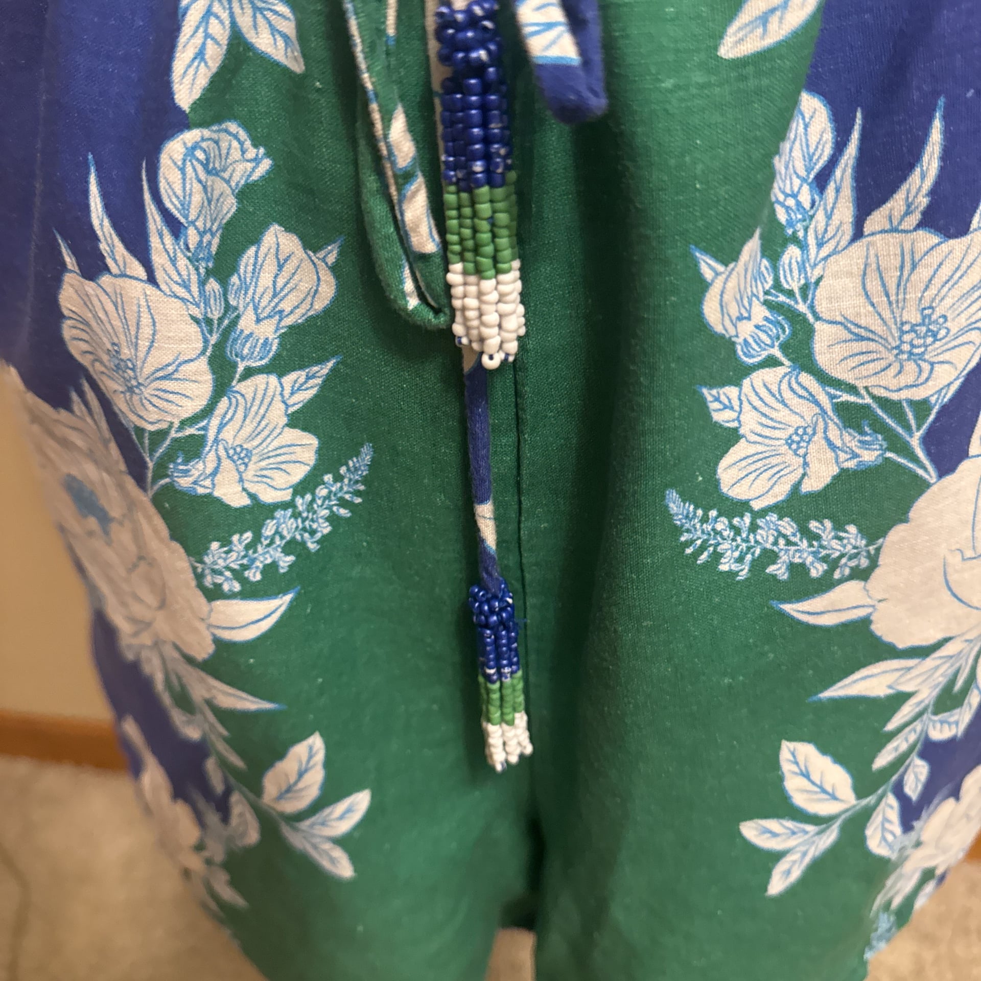 Green Floral Linen Shorts for Women for sale 2